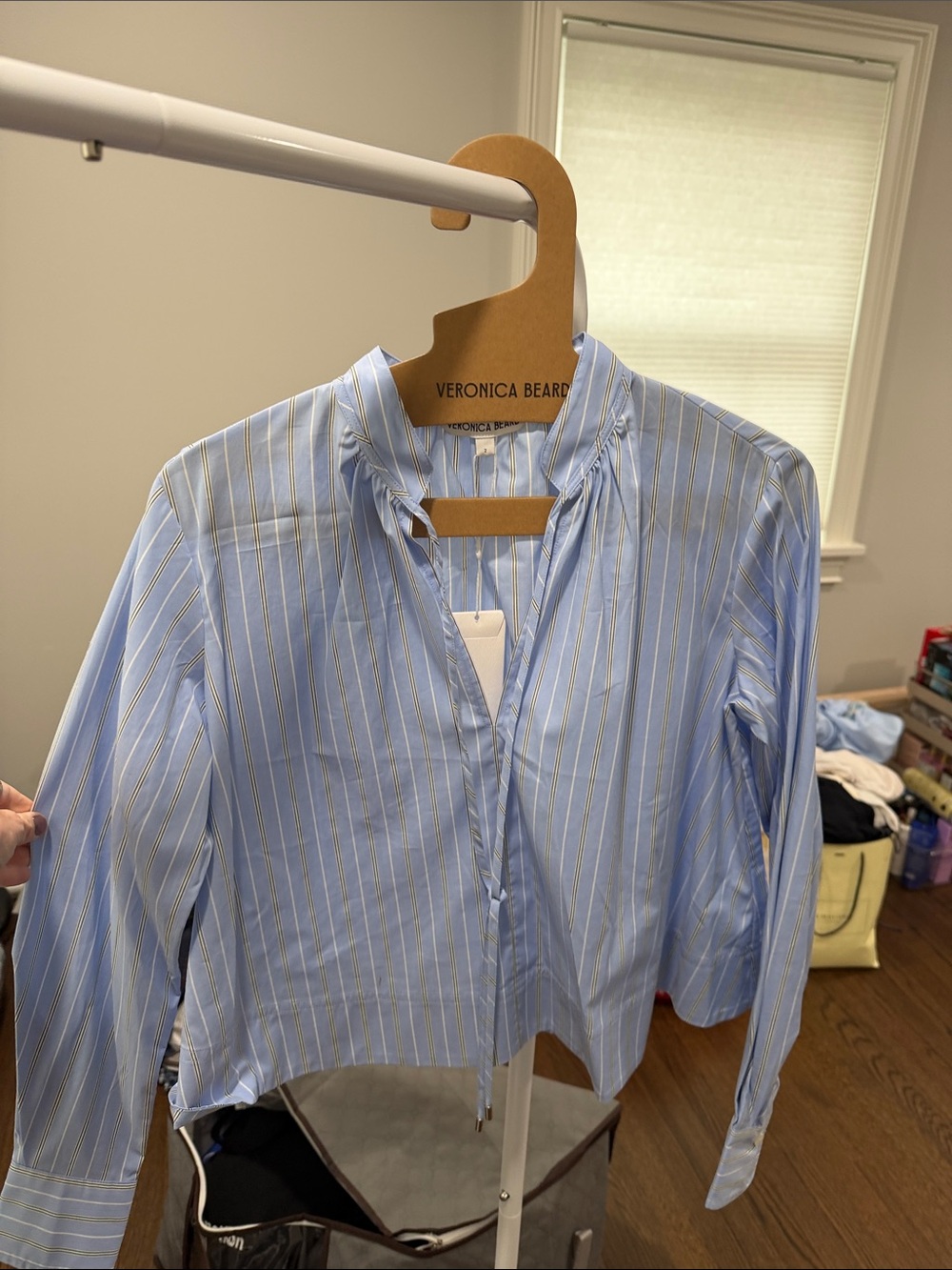 Veronica Beard Kaits Blouse- ice blue multi